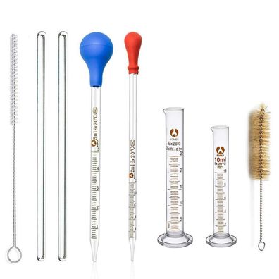 Glas Pipetten 2ml 5ml, Graduierten Glasmesszylinder 10ml 25ml, 4-teiliges Set