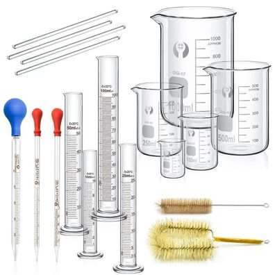 Jesstolo Becherglas Zylinder Pipetten Set 5 Stück Graduierten Glaszylinder 3