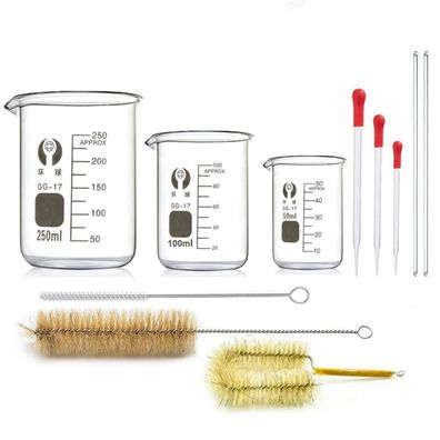 Becherglas Set Borosilikatglas Graduiert 50ml 100ml 250ml 3 Stk. Pipetten 3