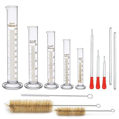 Jesstolo Glas Messzylinder Set 13 tlg. Dickglas Chemistry 5ML 10ML 25ML 50ML
