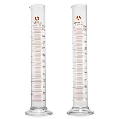 Messzylinder Glas 250ml Borosilikatglas Dickglas Graduiert 2 Stück