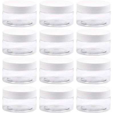 12x 100ml/80g Transparente Mini Dosen mit Deckel - Kosmetik Creme Behälter & DIY