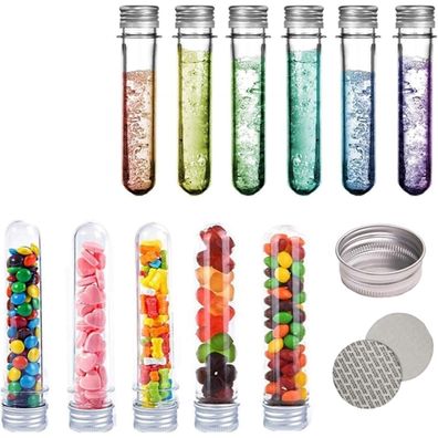 BUYGOO Reagenzglas Kunststoff 15PCS 40ml mit Aluminium Schraube Deckel