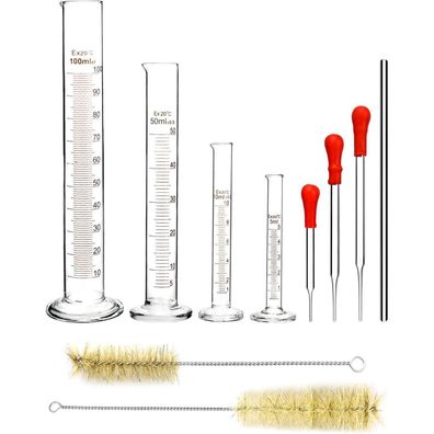 Messzylinder Glas Set 4-teilig 5/10/50/100 ml mit Glaspipetten und Zubehör