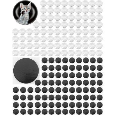 180 Stück Selbstklebende Glas Cabochons & Magnete 25mm für Basteln, Kühlschrank