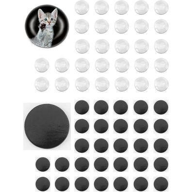 60 Glas Cabochon Magnete Selbstklebend Basteln Kühlschrank Whiteboard 25mm