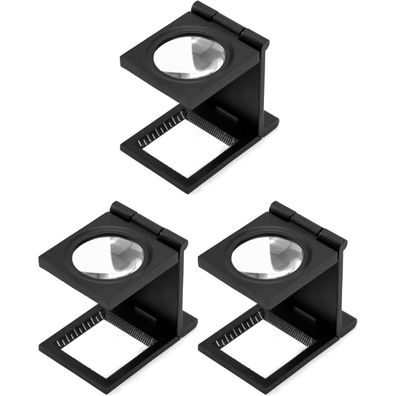 3er Set QWORK® Mini klappbare 10X Bildschirmlupe mit Maßstab & fadenzähler