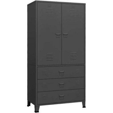 Kleiderschrank Anthrazit Metall 90x50x180cm Industrial Stauraum