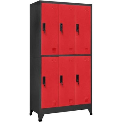 vidaXL Schließfachschrank 90x45x180 cm Stahl Anthrazit Rot