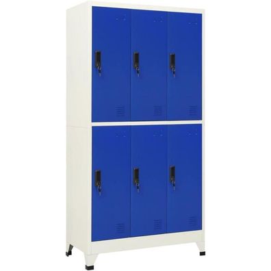vidaXL Schließfachschrank Metall Lagerschrank Grau Blau 90x45x180 cm Stahl