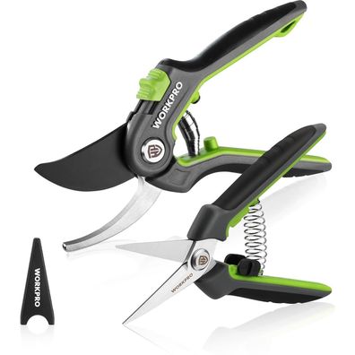 Workpro Gartenschere Set 2-tlg Astschere 210mm Ernteschere 160mm für