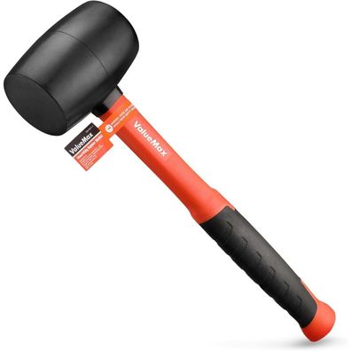 Gummihammer 450g Fiberglasstiel Schwarz Ergonomisch Griff Vollgummihammer