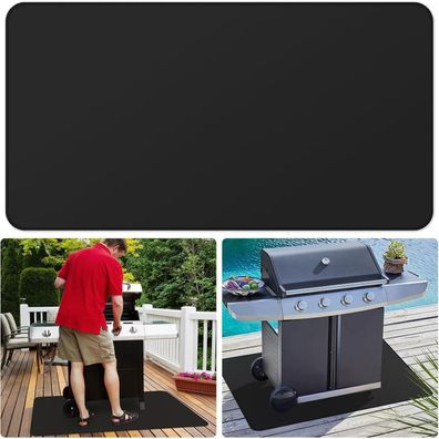 Grillmatte feuerfeste ölbeständige Unterlage BBQ 81x152 cm Schwarz