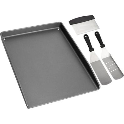 Gusseisen Plancha Grillplatte 30x40cm BBQ Set für Gasgrills Enders Weber