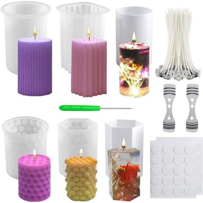 Nicavkit 6Pcs Silikon Kerzenform Set Gießformen DIY Bastel Ornamente