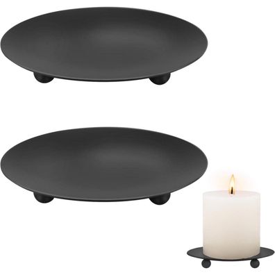 2 Stück Kerzenhalter Schwarz 9 cm Stumpenkerzen Kerzenständer Tischdekoration