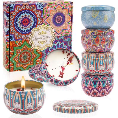 Duftkerzen Set 4 Stück Sojawachs Geschenkset Aromatherapie Weihnachten