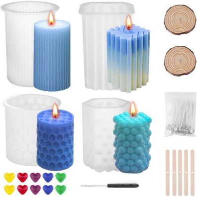 Supersun 4 Pcs Silikonform Kerze 10 Kerzenwachs DIY Gießen Formen Set Duftkerze