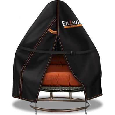 Enzeno Outdoor Pod Doppel-Eierstuhlbezug wasserdicht 2-Sitzer Schwarz 200x230