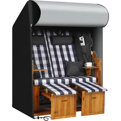 Strandkorb Schutzhülle 600D Oxford-Gewebe 125x90x165/135cm Wasserdicht Schwarz