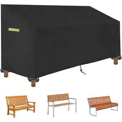Schutzhülle Gartenbank 2/3 Sitzer Fluoreszierender Kordelzug Schwarz