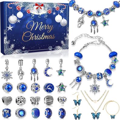 Adventskalender Schmuck Blau 2024 Mädchen Teenager Frauen DIY