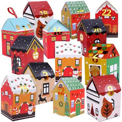 Adventskalender Kinder Homgaty DIY Häuser Kisten Weihnachtsdeko