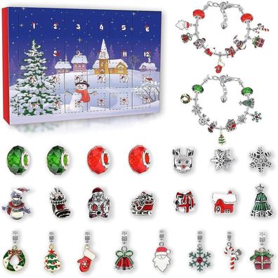Adventskalender 2024 Mädchen Schmuck 24 Charms DIY Armbänder Weihnachtskalender
