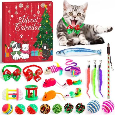 Rorchio Katzen-Adventskalender 24-tlg. Interaktives Spielzeug Federstab Bälle