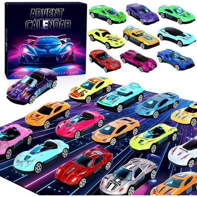 Adventskalender 2024 Kinder 24 Stück Auto Weihnachts Countdown Kalender Jungen