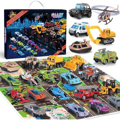 Adventskalender 2024 Fahrzeugspielzeug für Jungen Mädchen