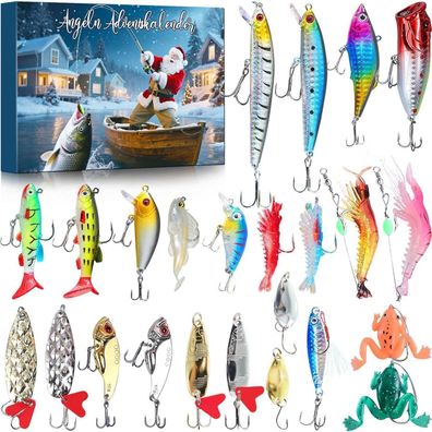 Angel Adventskalender 2024 Köder Set Angeln Männer 24 Tage Countdown