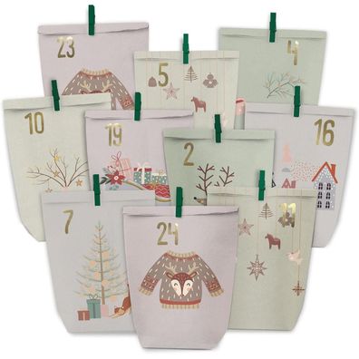 Adventskalender zum Befüllen 24 Weihnachtskalender Papiertüten Selbstbefüllen