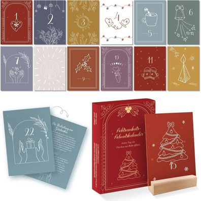 Achtsamkeit Adventskalender 2024 mit 24 Impulsen Holzständer