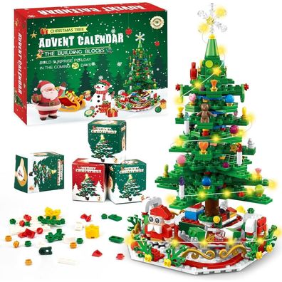 Adventskalender Weihnachtsbaum Bausteine LED-Licht 701 Pcs