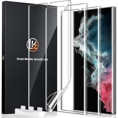 LK Schutzfolie Samsung Galaxy S22 Ultra 3 Stück 3D Vollständige Fingerabdruck-ID