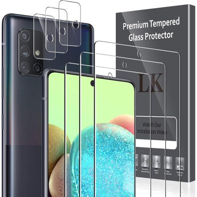 9H Glas Displayschutz + Kameraabdeckung für Samsung Galaxy A71