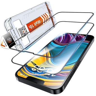 Panzer Schutz Glas iPhone 13 14 Pro Full Screen 9H Härte 2 Stk Transparent