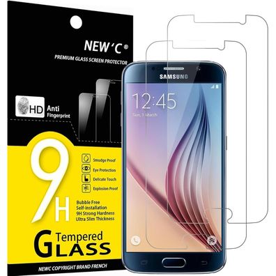 Displayschutzfolie Samsung Galaxy S6 Panzer Glas 2 Stück 9H-Härte 0.33mm