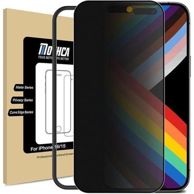 Mothca Matt iPhone 16/15 Panzerglas Sichtschutz 6,1 Zoll 9H Matte Privacy Screen