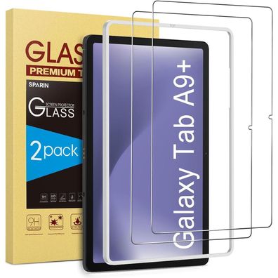 Panzer Schutz Glas Folie Samsung Galaxy Tab A9+ Plus 9H härte 2 Stück
