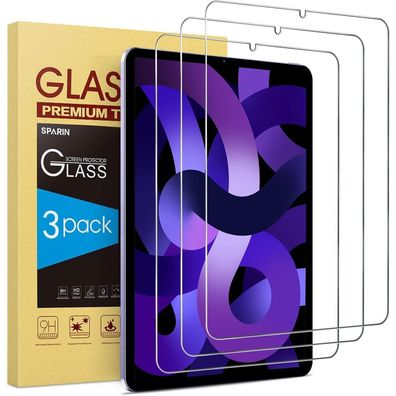 SPARIN 3 Stück Folie für iPad Air 5 4 9H Härte gehärtetes Glas 10,9 Zoll