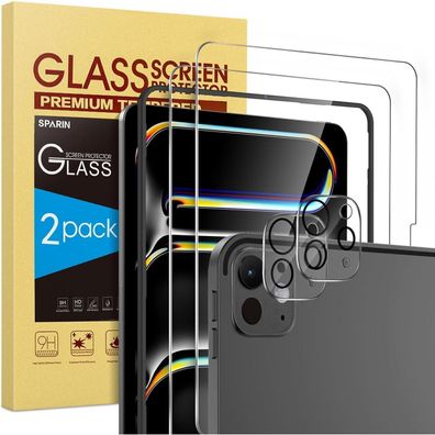 Panzer Schutz Glas für iPad Pro 11 Zoll M4 2024 + 2 Stück Schutzfolie
