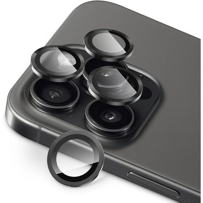 Kameraschutz Glas 9H Härte Titan Schwarz für iPhone 15 Pro Max 4