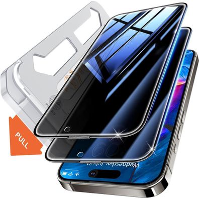 iPhone 16/15 Pro sichtschutz panzerglas Anti-Spionage Schutzfolie 9H+ 2 Stück