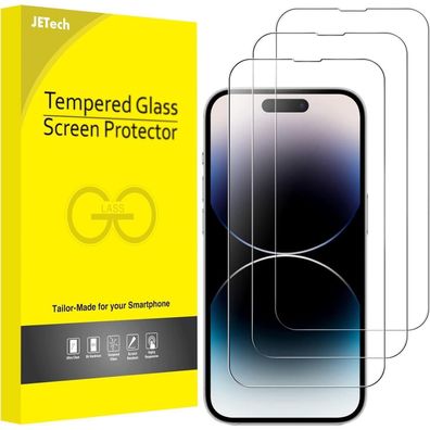 JETech Full Screen Schutzfolie iPhone 14 Pro Max 6,7 Zoll 9H Panzer Glas 3 Stück