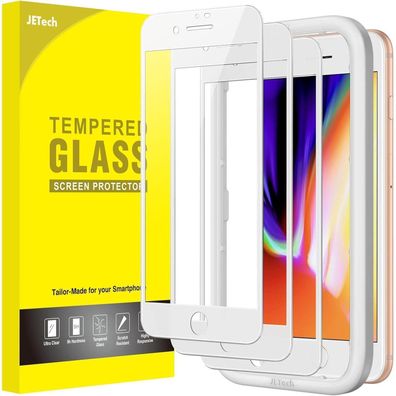 JETech Full Screen Schutzfolie für iPhone SE 3 2 8 7 4,7 Zoll Weiß Displayschutz