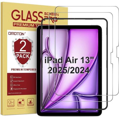 OMOTON iPad Air 13 Zoll 2024 Panzerglas 9H HD-Klar 2er Set