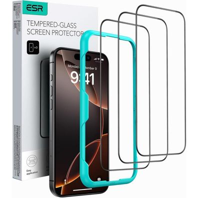 ESR iPhone 16 Pro Panzerglas Displayschutzfolie 3 Stück volle Abdeckung 9H Härte