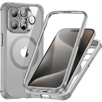 ESR iPhone 15 Pro Hülle MagSafe 360 Grad Stoßfest Grau Militärnorm
